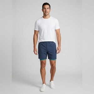 Birddogs Men’s L Regular Lined Gym Shorts Navy Blue Zipper Pockets Athletic Wear